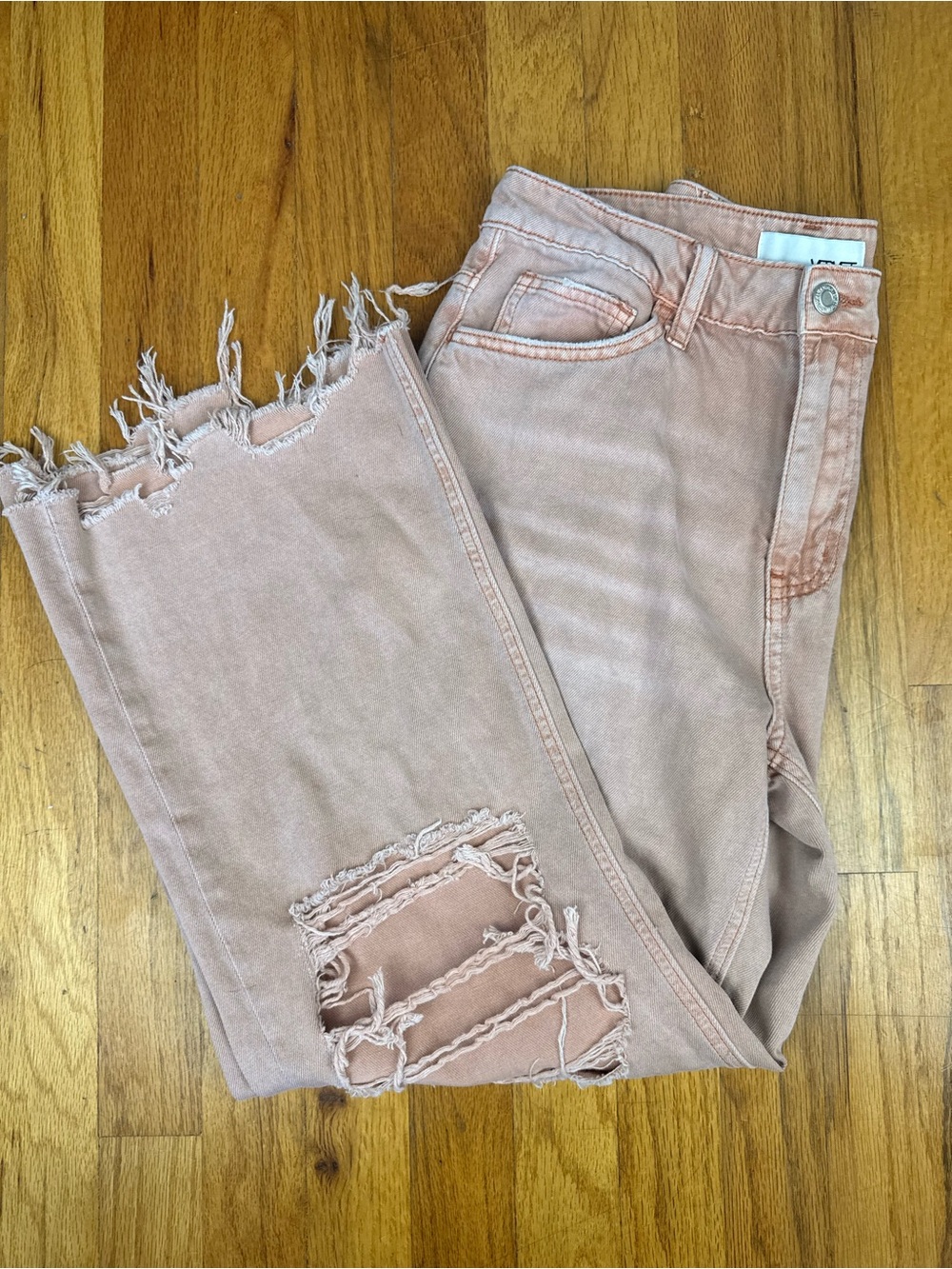 VERVET Distressed Pink Raw Hem Jeans – Size 27